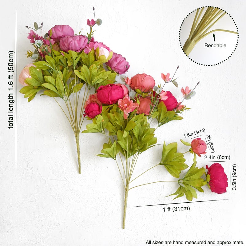 FiveSeasonStuff Vintage Artificial Peonies Silk Flowers and Hydrangeas for Wedding Bridal Home DÃ©cor â€“ Beautiful Floral Centerpiece Arrangement Decoration with 2 Bouquets (Cheerful Medley) - Image 4